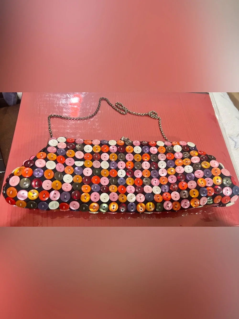 VTG Multicolor Button-Embellished Chain Shoulder Bag